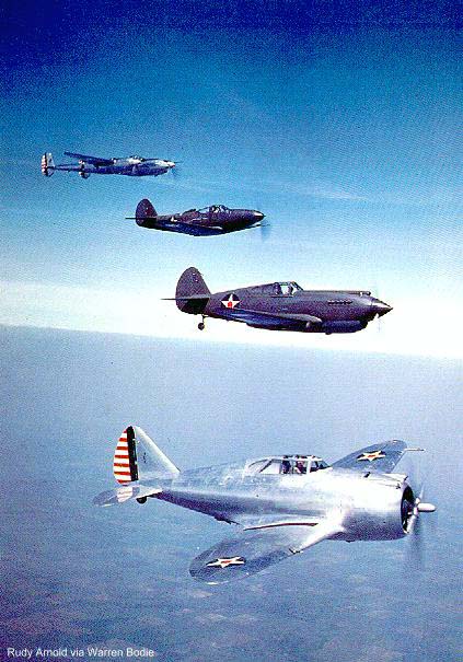 YP-43, P-40, P-39C and YP-38