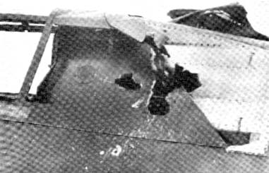 20 mm damage to Johnson's canopy