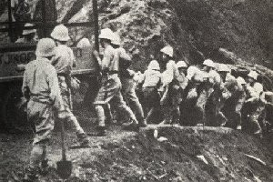 Japanese troops between Buitenzorg and Bandoeng, Java 1942