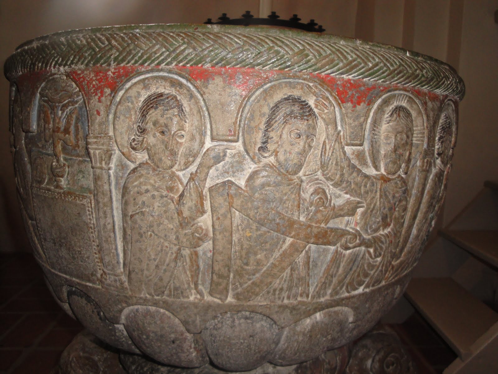 Saint Thomas Becket. Font, Lyngsjo Church, Scania, southern Sweden, late 12th century